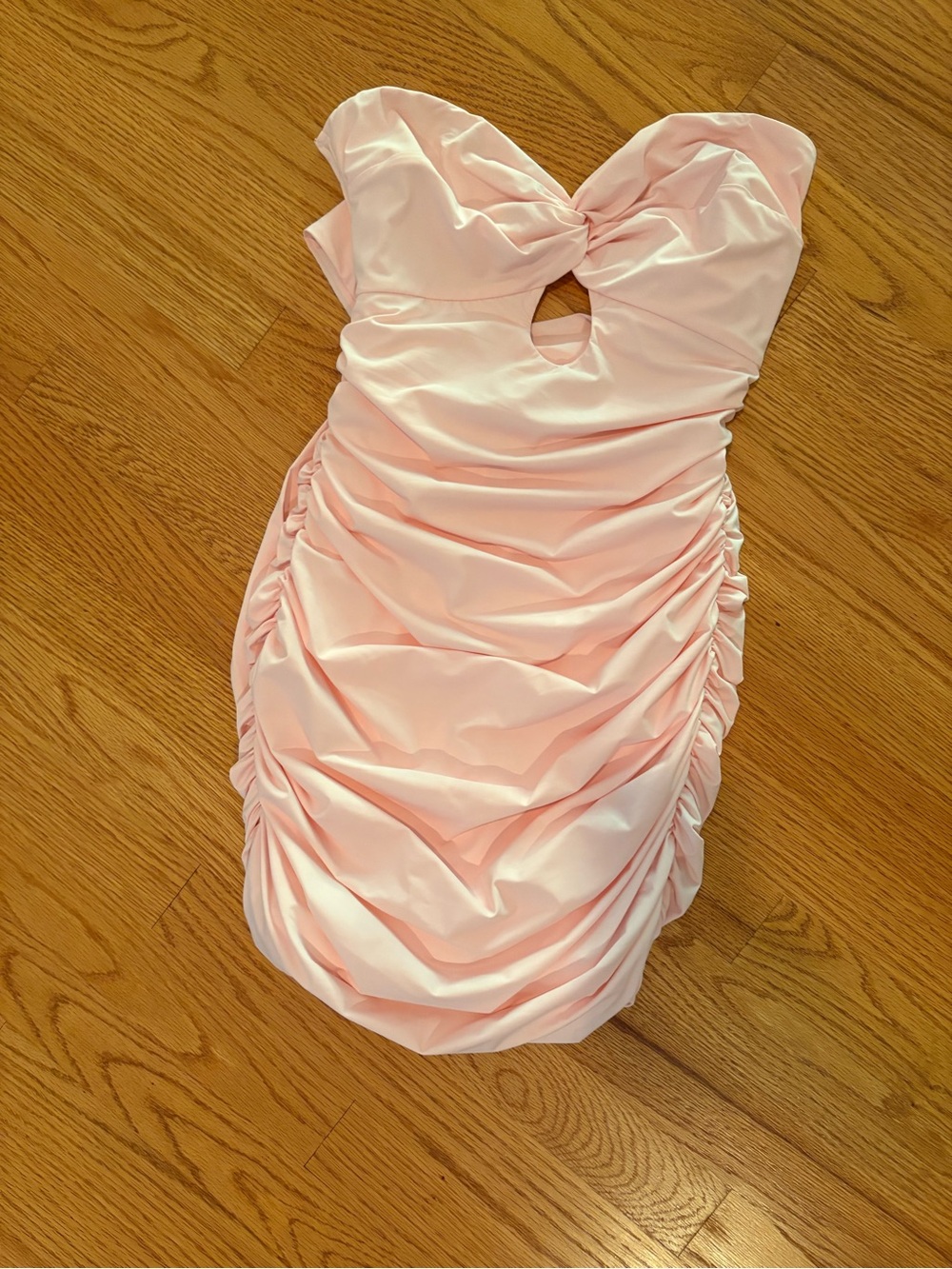 Lucy in the Sky Strapless Sweetheart Ruched Pale Pink Mini Dress - Homecoming